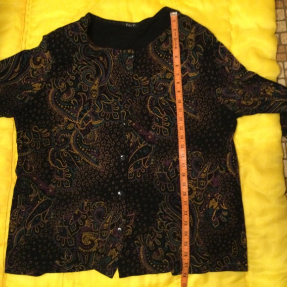 Vikki Vi multi color long sleeve open faced top - Picture 4 of 10